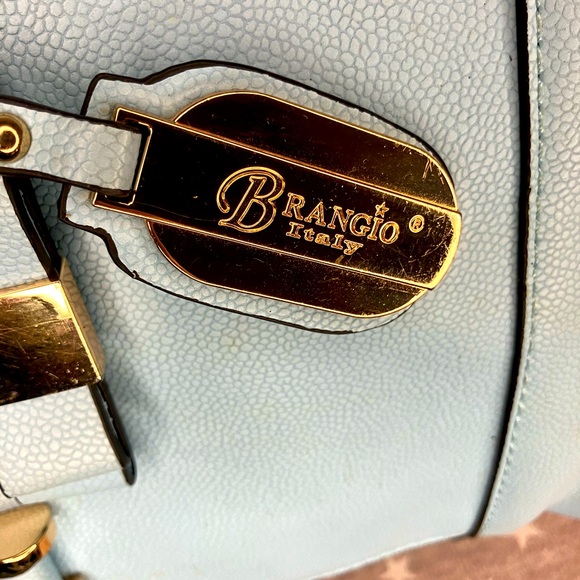 Brangio Hand Bag Medium Tote Purse Baby Blue Italian  Made - Picture 3 of 12